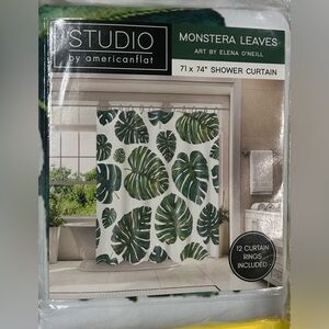 American Flat Monstera Leaves Shower Curtain New in Bag